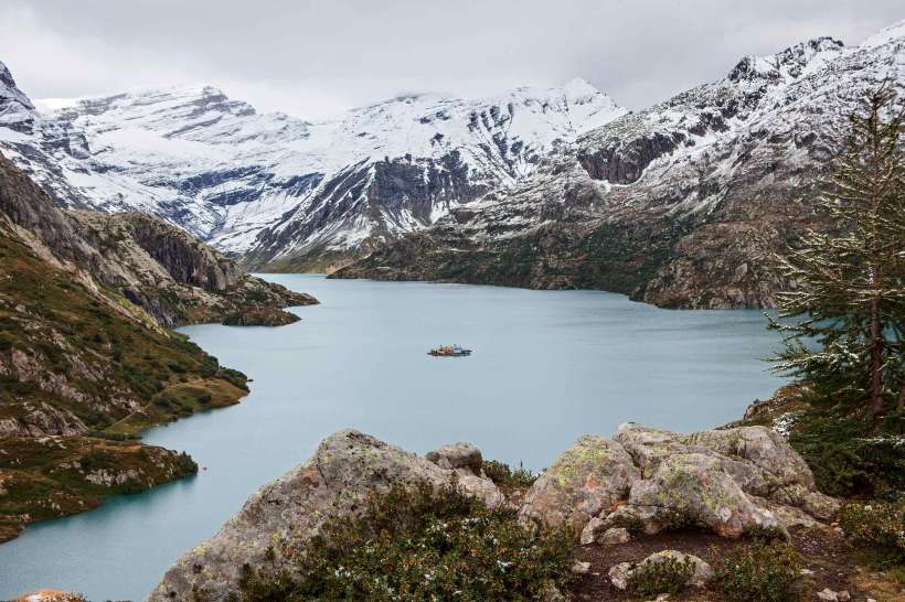 Lac du Emosson mit Mont Ruan, Tour Salliere und Les Ottans