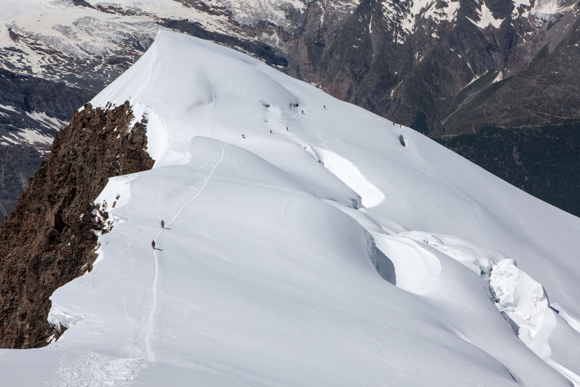 Weissmies-Westgipfel, Triftgletscher, Nordwestflanke, Triftgrat